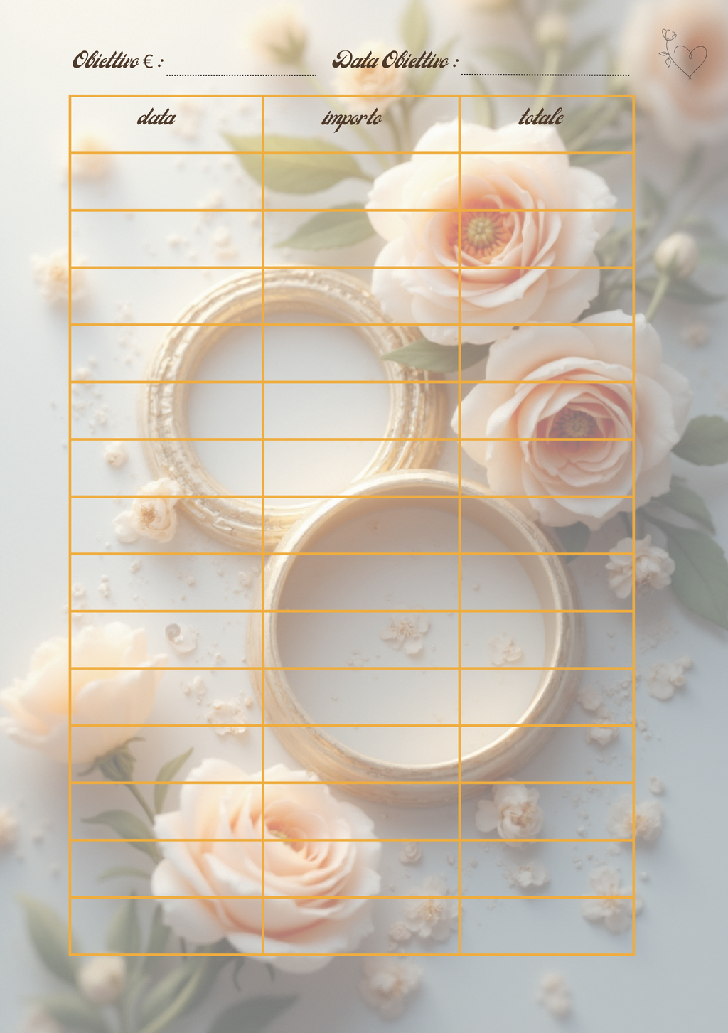Pagina Extra Planner Matrimonio Personalizzato Artigianale – Modello 1