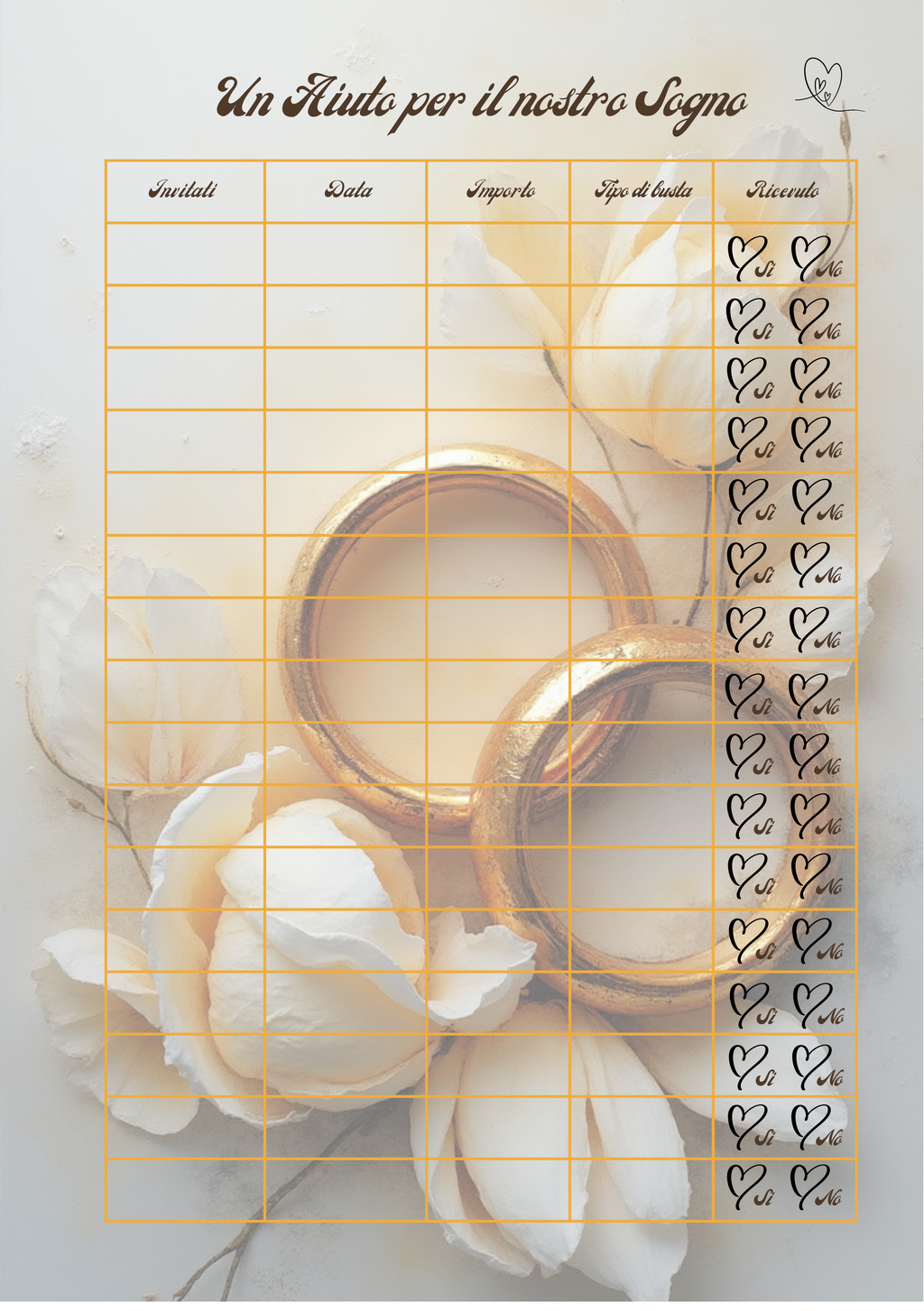 Pagina Extra Planner Matrimonio Personalizzato Artigianale – Modello 2