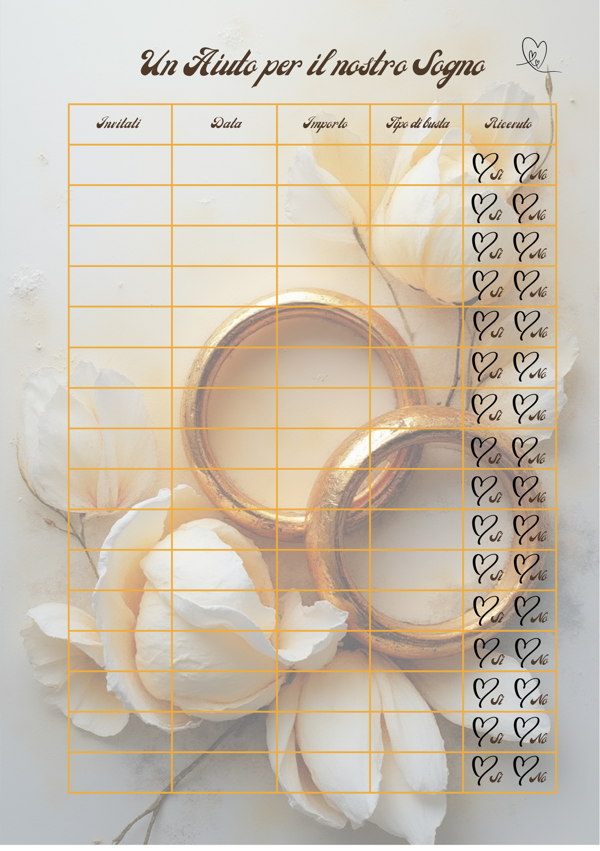 Pagina Extra Planner Matrimonio Personalizzato Artigianale – Modello 2