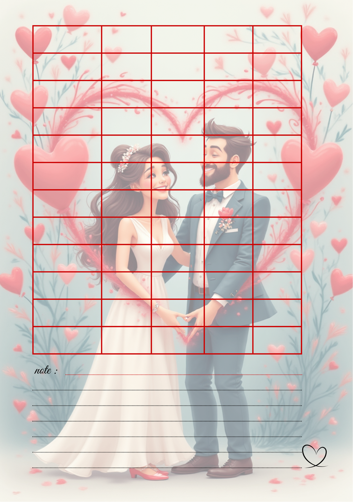 Pagina Extra Planner Matrimonio Personalizzato Artigianale – Modello 3