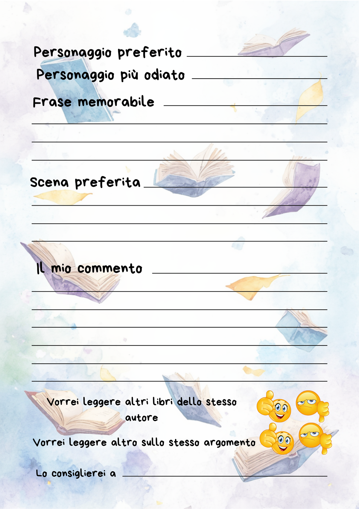 Pagine Extra Diario Lettura Personalizzato Artigianale – Modello 3