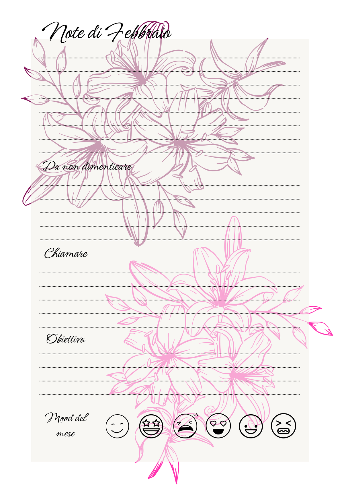 Agenda Mensile Personalizzata Artigianale Floreale