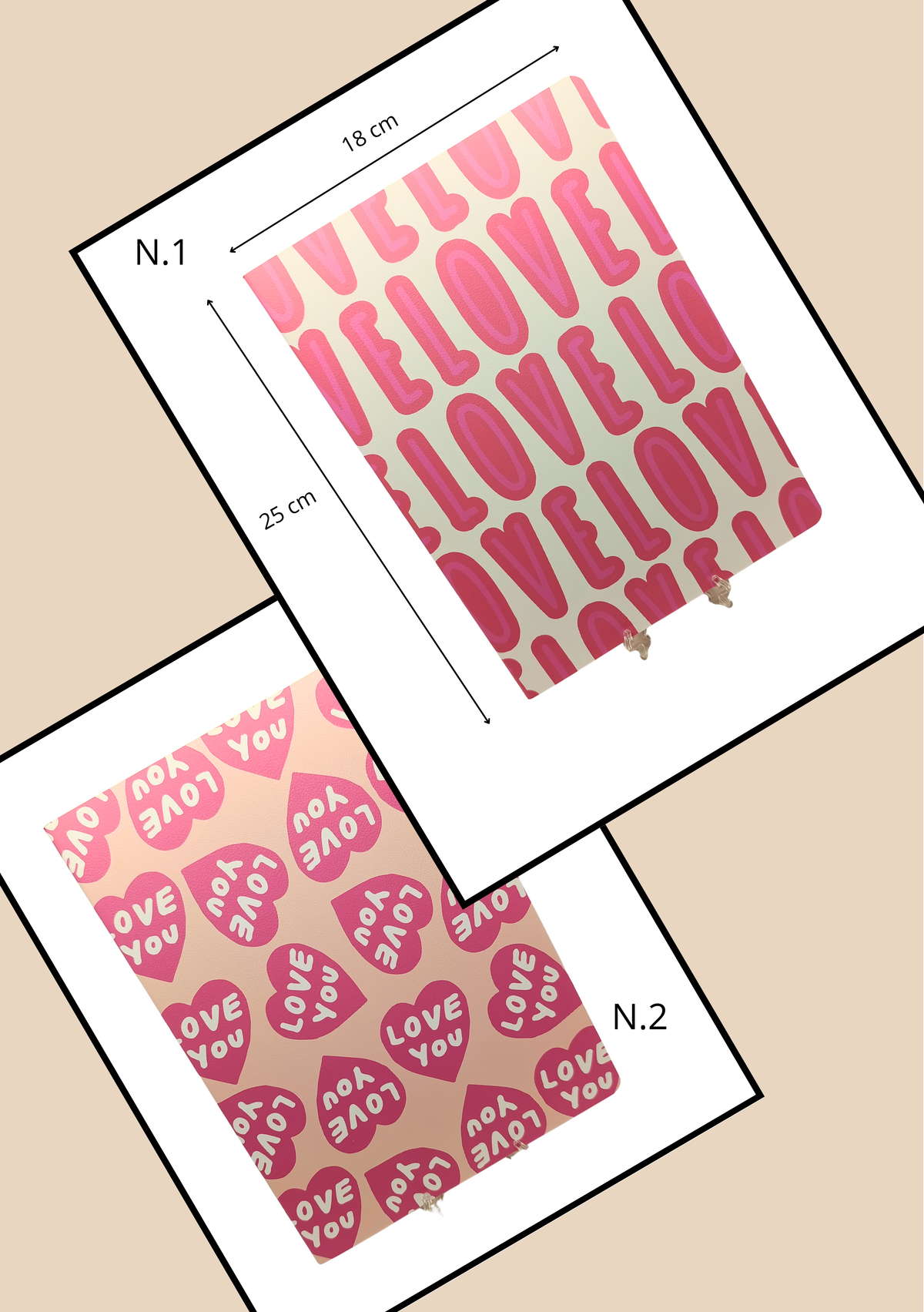 Quaderni LOVE N.1 e N.2 - scritta LOVE e cuori Love You