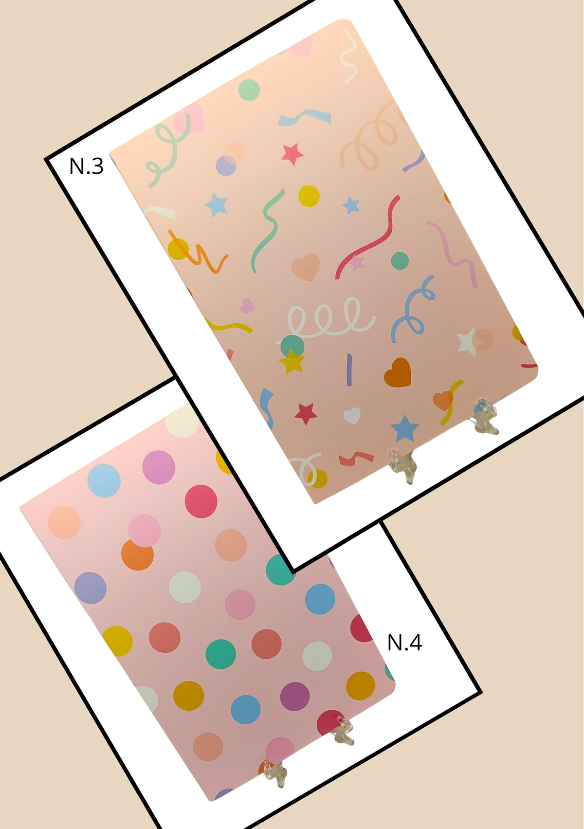 Quaderni Pastello N.3 stelle e coriandoli e N.4 pois colorati
