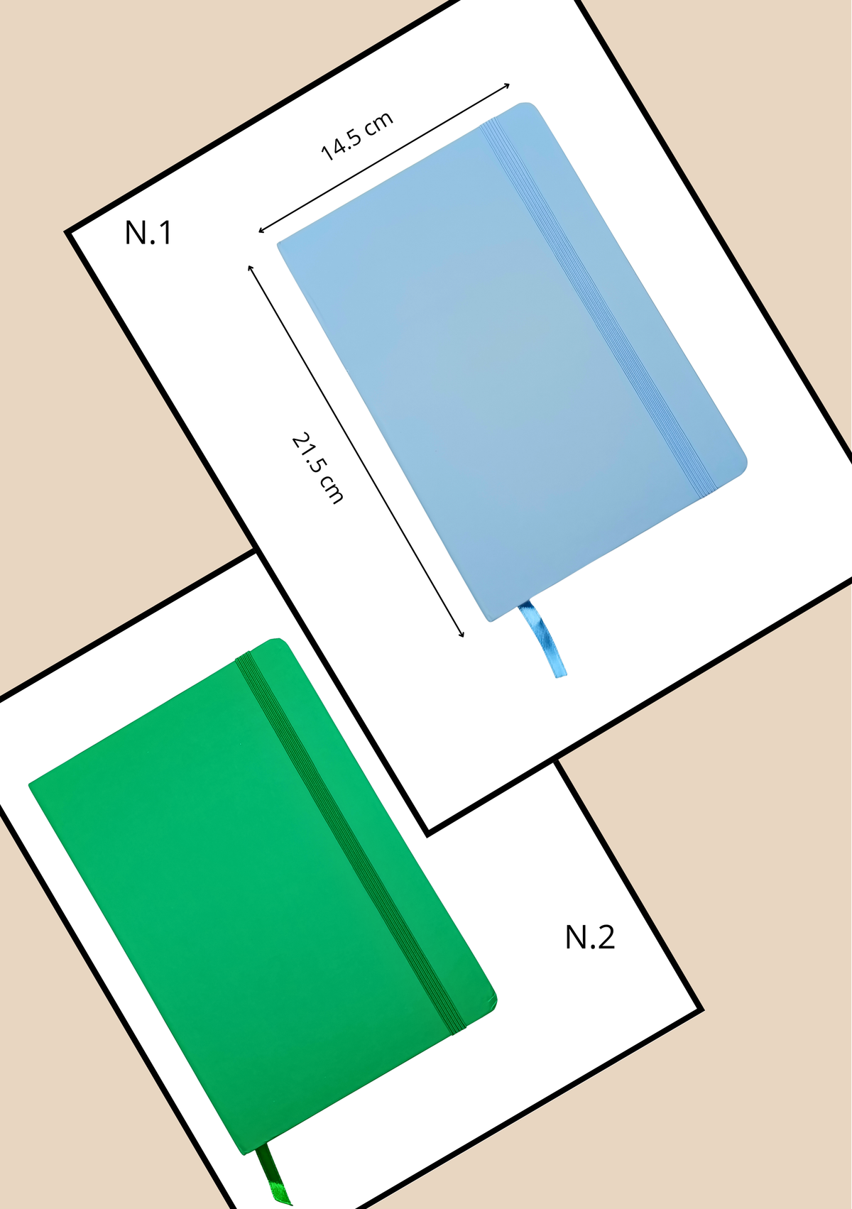 Agenda con Laccio N.1 Azzurro e N.2 Verde - 21,5x14,5 cm