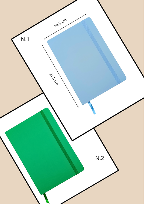 Agenda con Laccio N.1 Azzurro e N.2 Verde - 21,5x14,5 cm