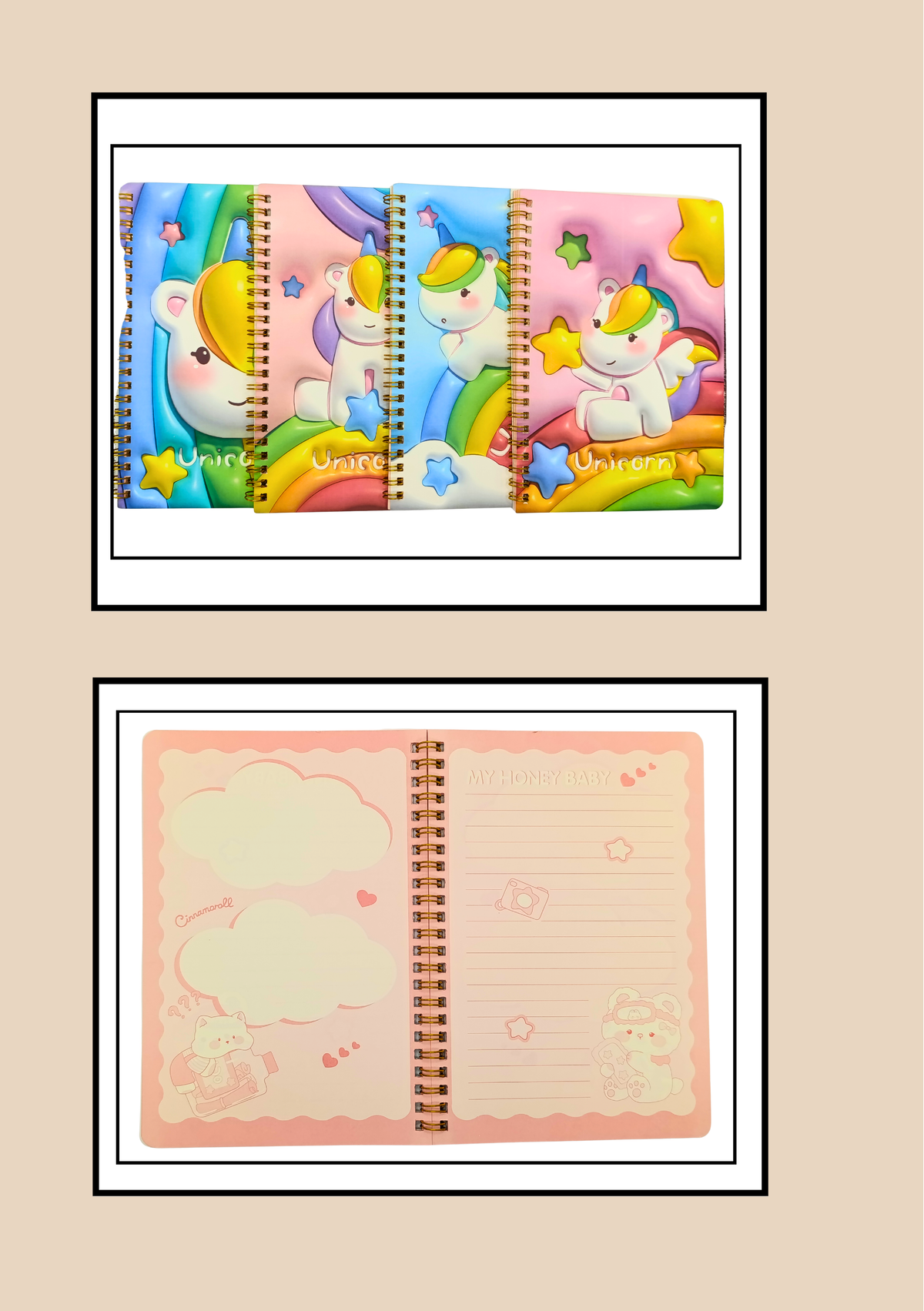 Agenda Spirale Unicorno - 3 modelli e interno fogli decorati