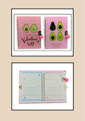 Agenda Avocado con Lucchetto - modelli rosa Happy Valentine's Day e Avocado Lover