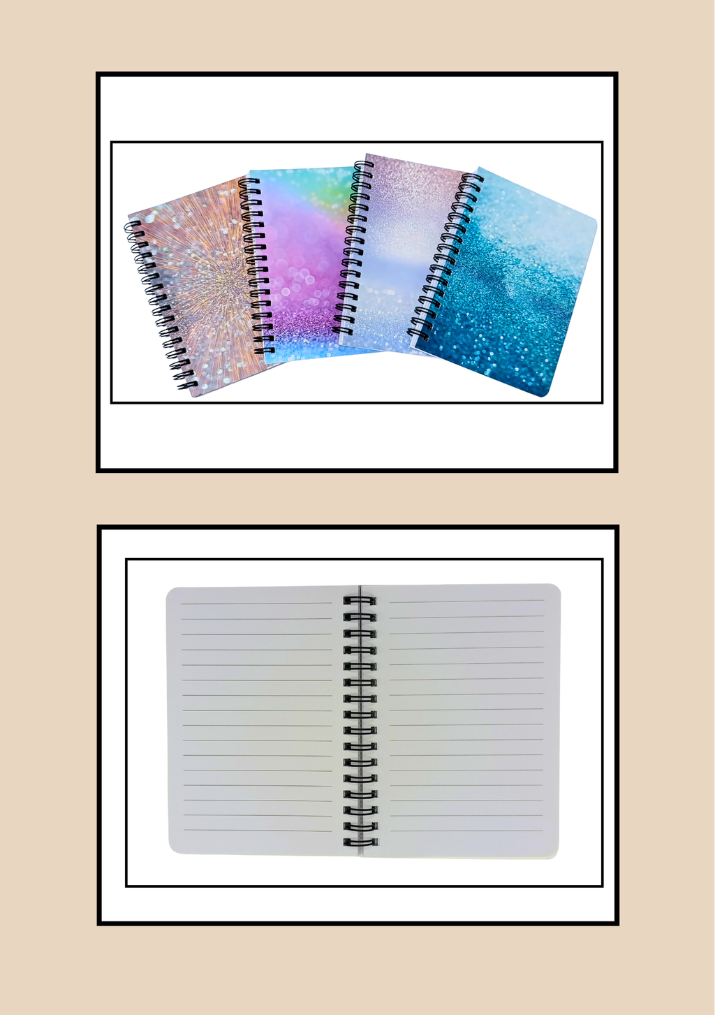 Agendina Spirale Infinity - 3 modelli glitter e interno fogli a righe