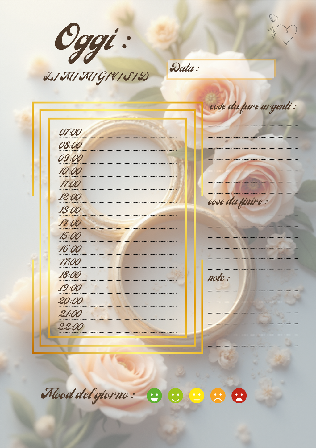 Planner Matrimonio Personalizzato Artigianale – Giornaliero – Modello 1